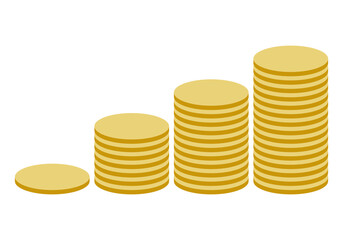 Gráfico de monedas apiladas en fondo blanco. 
