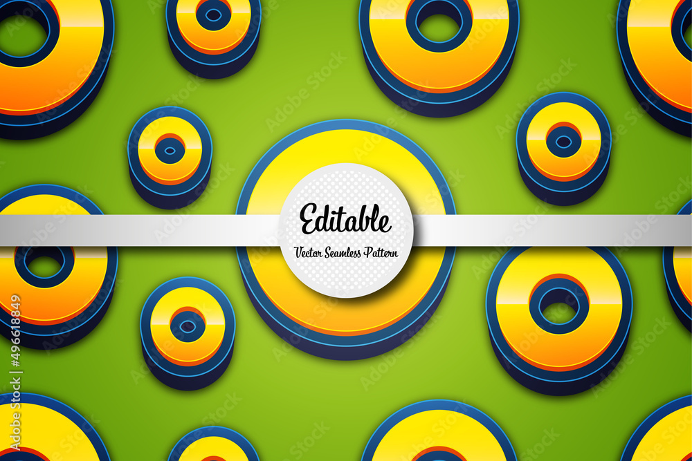 Poster editable yellow ring seamless vector pattern with modern style