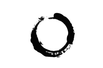 circle with black stroke of paint isolated on white background