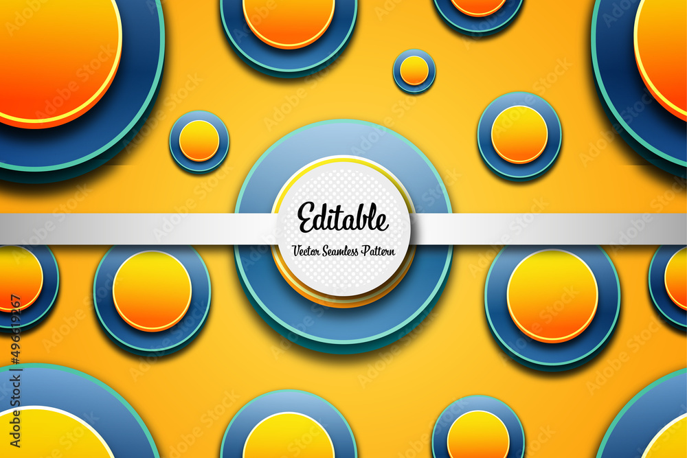 Aufkleber editable yellow round seamless vector pattern with modern style