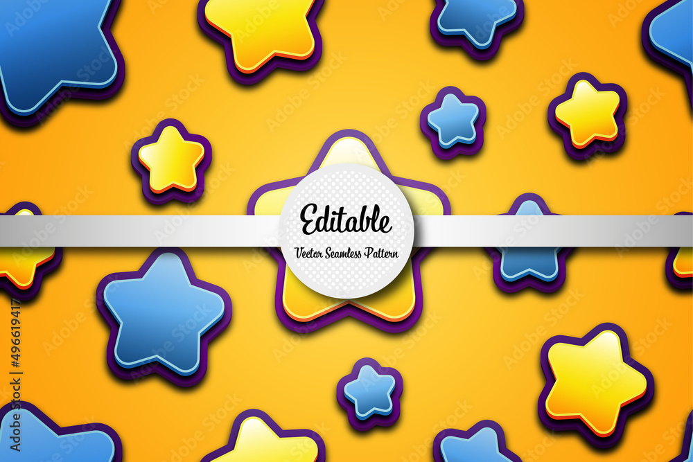 Poster editable colorful stars seamless vector pattern with modern style