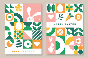 Set of easter cards, posters, banners. Vector illustration. Collection of holiday icons. Website decoration, graphic elements. Holiday covers, greeting card. Cartoon flat vector illustration isolated