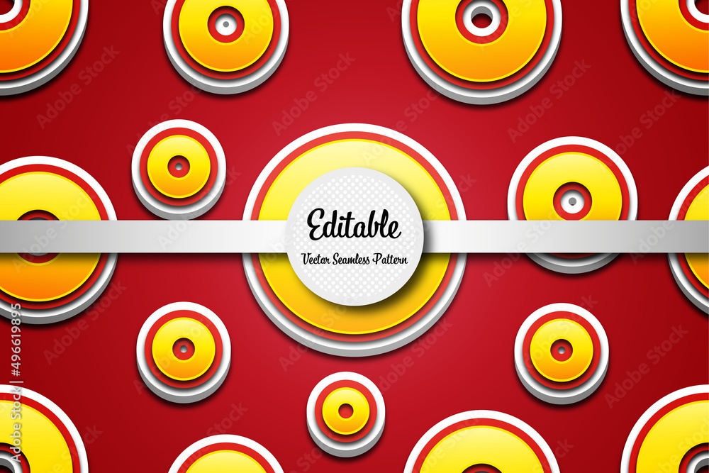 Poster editable golden ring seamless vector pattern with modern style