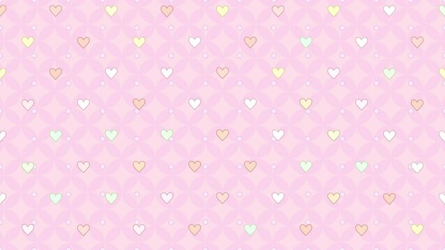 Looped cartoon heart pattern wallpaper animation.