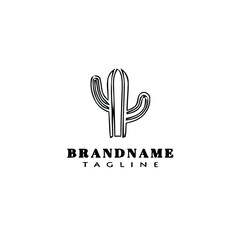 cactus logo cartoon design template icon black isolated vector