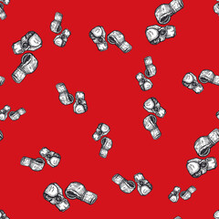 Boxing gloves seamless pattern. Vintage sport inventory background.