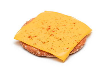 Crispy Cracker Sandwich with Cheese and Paprika - Isolated on White
