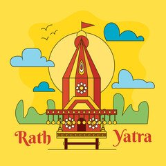 Jagannath rath yatra rathyatra hindu festival hand drawn sketch drawing design Vector illustration