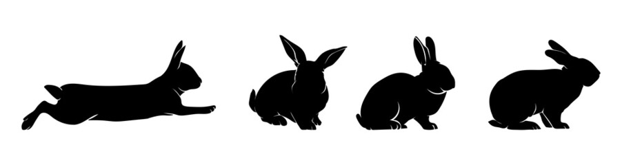 rabbit silhouette vector collection