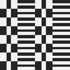 Black and white rectangles create a geometric tile pattern. Checkered rectangles in a vector seamless pattern.
