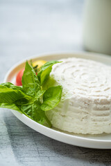fresh ricotta with herbs and tomatoes