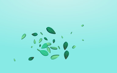 Green Leaves Blur Vector Blue Background Concept.