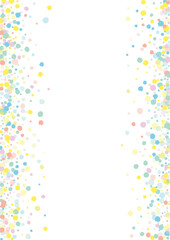 Color Polka FallingFestive White Background. Top