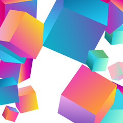 Multicolored Cube Vector White Background.