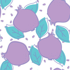 Ruby Garnet Vector Seamless Pattern. Sketch Fruit
