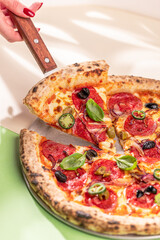 Delicious Pizza on Colorful Backgrounds
