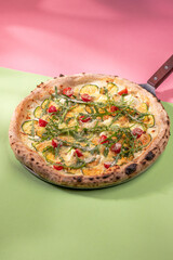 Delicious Pizza on Colorful Backgrounds