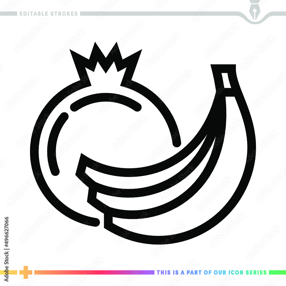 Poster line icon for fresh fruits illustrations with editable strokes. this vector graphic has customizable