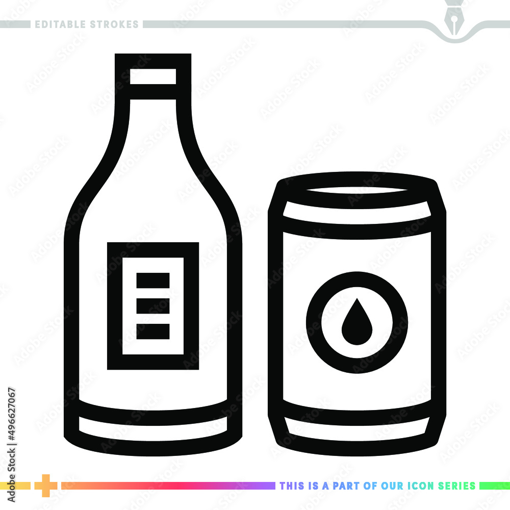 Aufkleber line icon for food and beverage illustrations with editable strokes. this vector graphic has customi