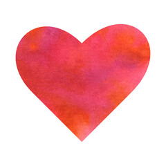 Watercolor red heart isolated on white background