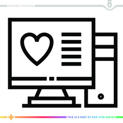 Line icon for ‌‌digital government illustrations with editable strokes. This vector graphic has customizable stroke width.