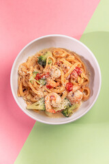 Delectable Pasta on Colorful Platters