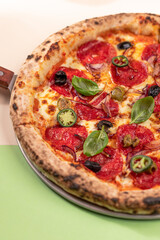 Delicious Pizza on Colorful Backgrounds
