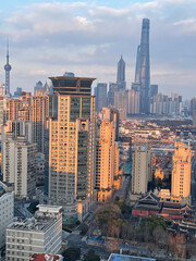 The city skyline at sunset - a glimpse of Shanghai