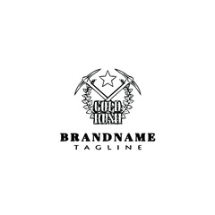 gold rush logo cartoon design template icon black isolated vector illustration