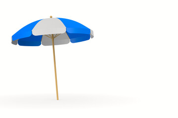 beach umbrella on white background. Isolated 3D illustration - obrazy, fototapety, plakaty
