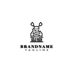 gold rush logo cartoon design template icon black isolated vector illustration