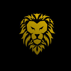 Illustration vector graphic of, template logo head face gold lion