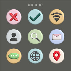 3d vector icon set application , buttons icon web. isolated background 