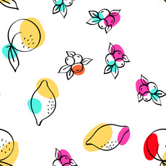 Blue and Red Apricot and Lime Vector White