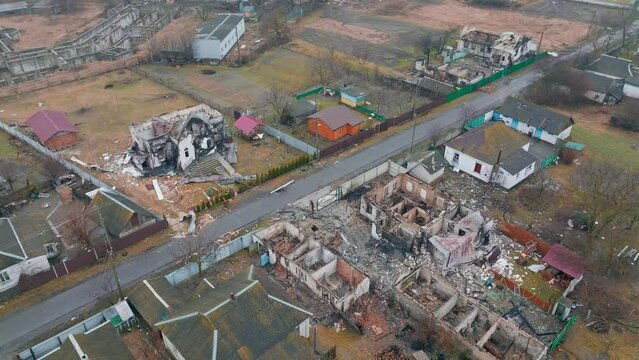 Destruction war ukraine explosion ruin conflict country village