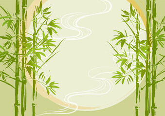 墨絵　竹の背景イラスト