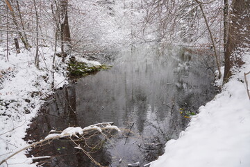 Idyllischer Spaziergang im Mühltal im April: Am Weiher