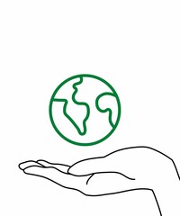 hand holding earth background