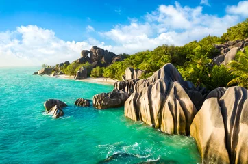Photo sur Plexiglas Anse Source D'Agent, île de La Digue, Seychelles Plage paradisiaque sur l& 39 île de La Digue aux Seychelles. Anse Source D& 39 Argent