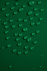 Abstract water drops on green background, macro, Bubbles close up