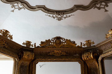 old gothic gold frame wall decor in old architecture