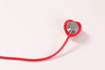 stethoscope, heart examination, medical equipment, doctor using auscultation, pasted on white...