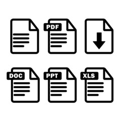 Word, pdf, ppt, excel document file icons