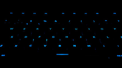 Front view of a blue gaming keyboard
