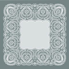 Lace square decorative frame. Vector illustration. Lace background