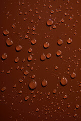 Abstract water drops on brown background, macro, Bubbles close up