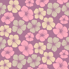 Pink and cream colored flowers seamless pattern