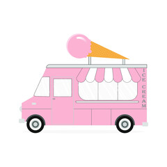 pink ice cream truck vector illustration