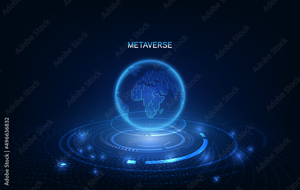 Aufkleber metaverse, virtual reality, augmented reality and blockchain technology, user interface 3d experienc