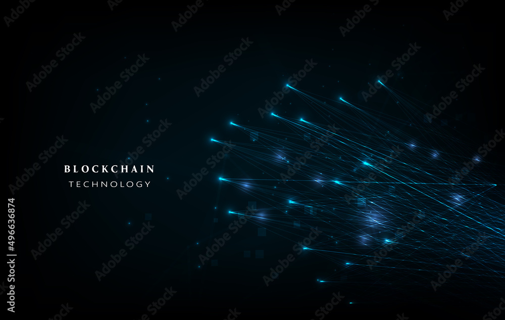 Poster blockchain technology background. cryptocurrency fintech block chain network and programming concept